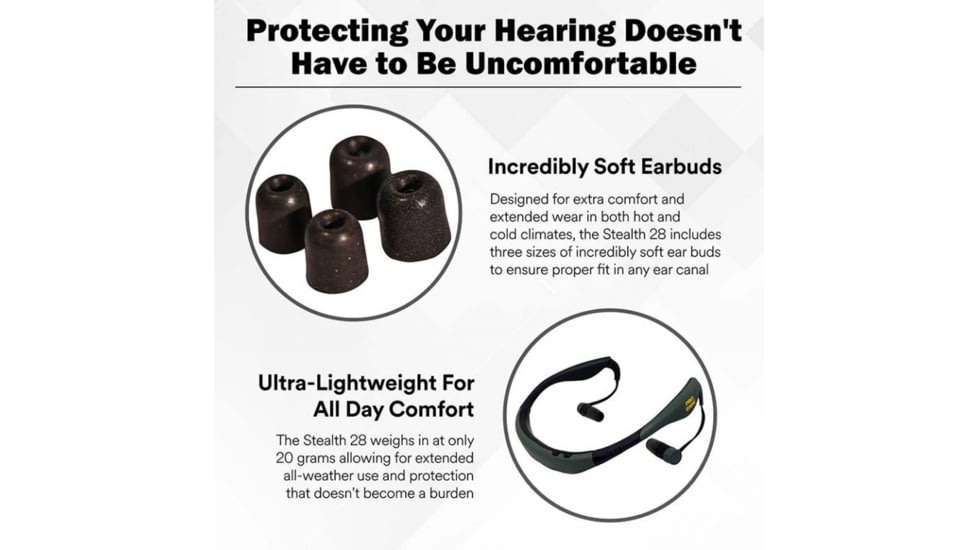 Pro Ears Stealth 28 Hearing Protection, Green, PEEBGRN