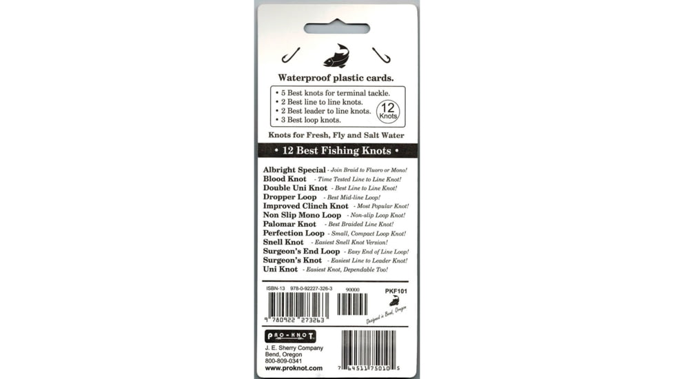 Pro-Knot Fishing Knot Cards, Includes The 12 Best Fishing Knots, Waterproof Plastic Cards Attached With A Grommet, PKF101