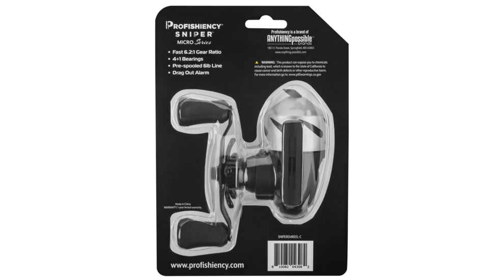 ProFISHiency Sniper Economy Micro Spincast Reel, 6.2-1, 4+1, Black/Silver, SNIPEREMREEL-C