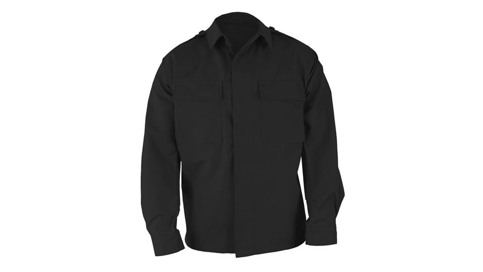 Propper BDU 2-Pocket Coat, 65/35 Poly/Cotton Battle Rip, Size Extra Small-Regular, Black