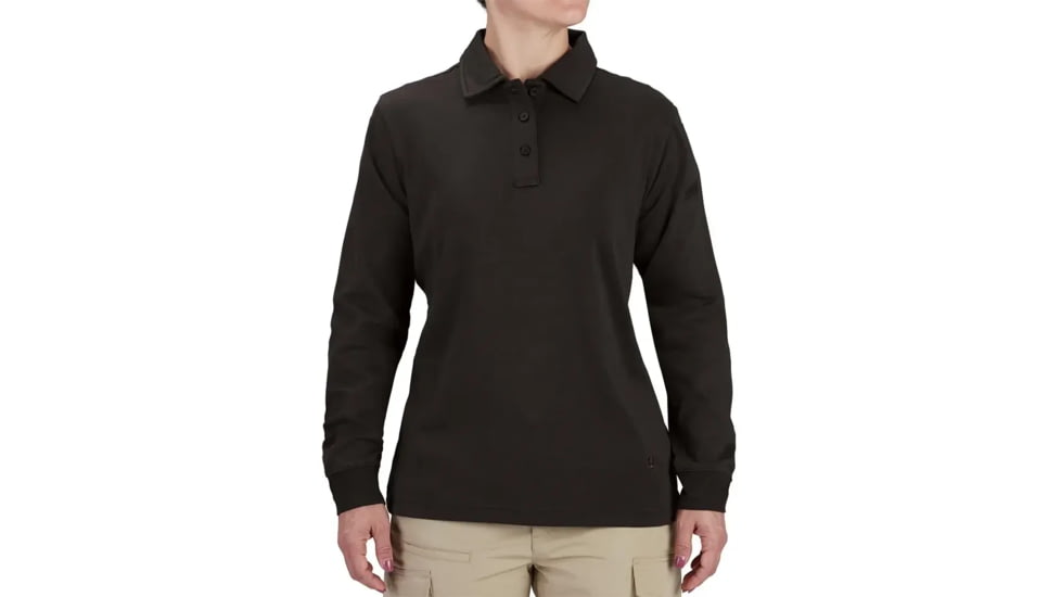 Propper Uniform Cotton Long Sleeve Polo - Womens, Black, XS, F58235N001XS