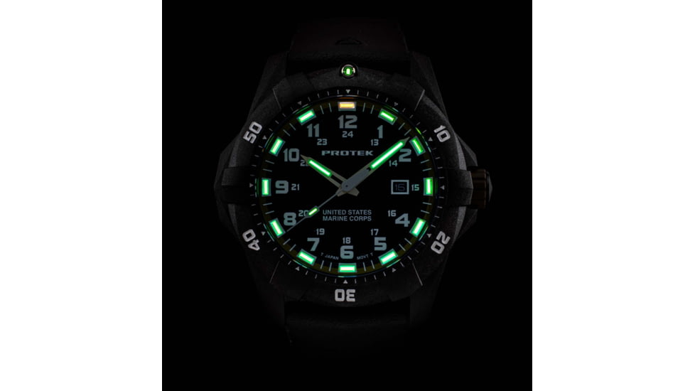 ProTek Carbon USMC Dive Watch, Carbon Case/Black&amp;Blue Dial/Blue Strap, One Size, PT1013B