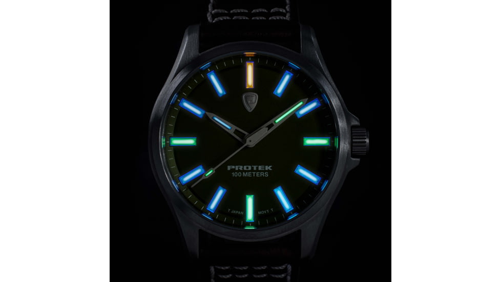 ProTek Titanium Field Watch, Titanium Case/Blue Dial/Dark Tan Strap, One Size, PT3003