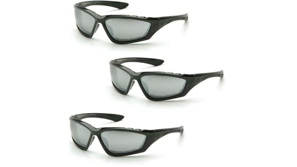 Pyramex Accurist Black Padded Frame/Silver Mirror Lens, Pack of 3