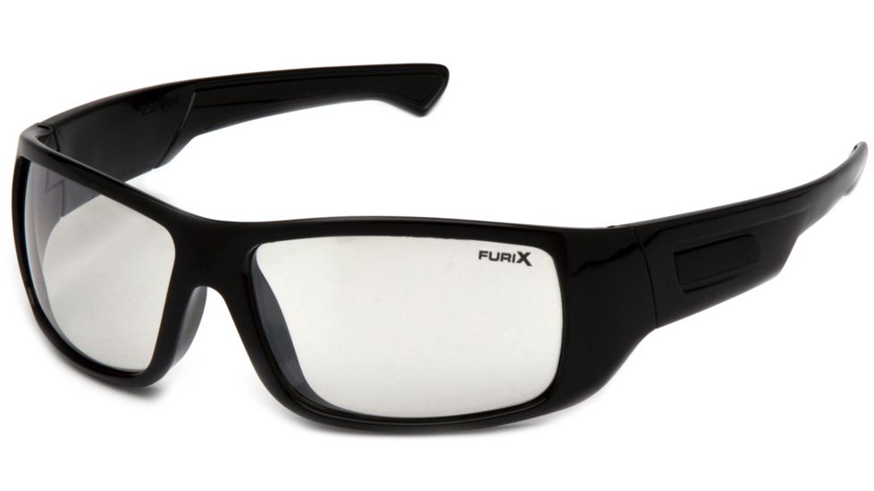 Pyramex Furix Safety Glasses, Black Frame, Indoor/Outdoor Mirror Anti-Fog Lenses, SB8580DT