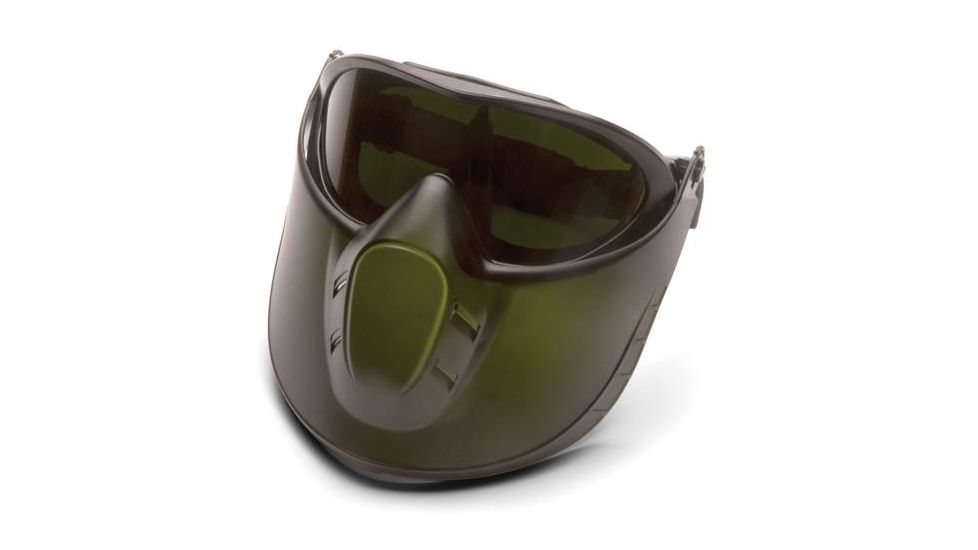 Pyramex Capstone goggle with shield IR5 Lens and Green Tinted Faceshield Attachment GG504TSHIELDIR5