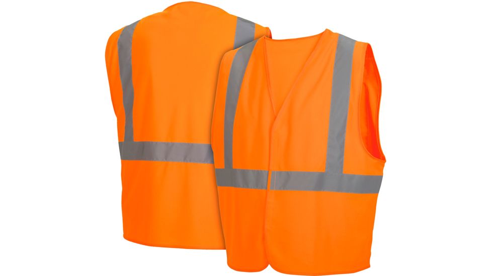 Pyramex Class 2 Solid Hi-Vis Safety Vest, Orange, Large, RVHL2920L