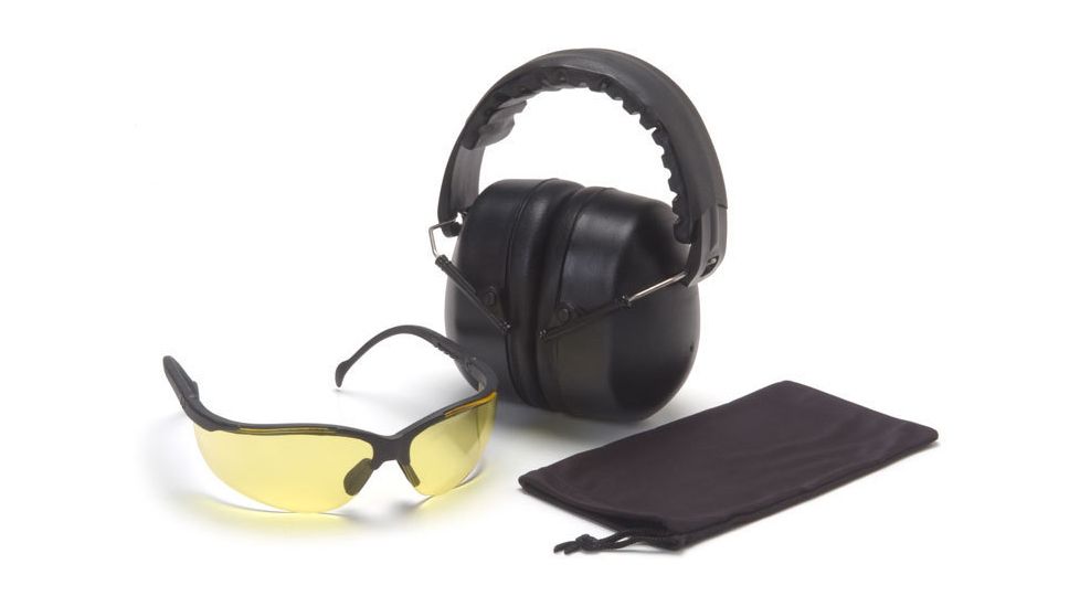 Pyramex Combo Packs Venture II Amber Safety Glasses w/ PYRBAG and PM3010 Ear Muff COMBO30