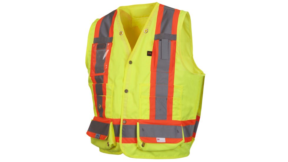 CSA Lumen-X Vest w/Contrasting Reflective Tape, Flame Retardant, Hi-Vis Orange, Med-XL