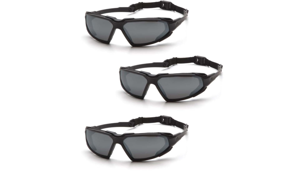 Pyramex Highlander Safety Glasses - Black Frame and Antifog Gray Lens, Pack of 3