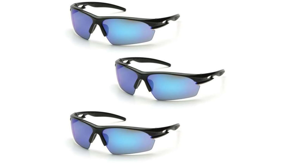 Pyramex Ionix Black Frame Ice Blue Mirror, Pack of 3