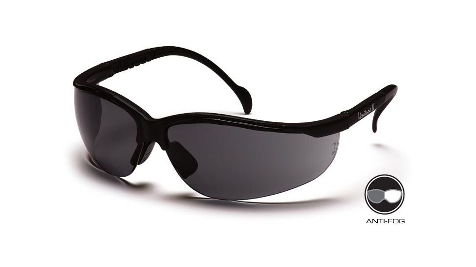 Pyramex Venture II Safety Glasses - Gray Anti-Fog Lens, Black Frame SB1820ST
