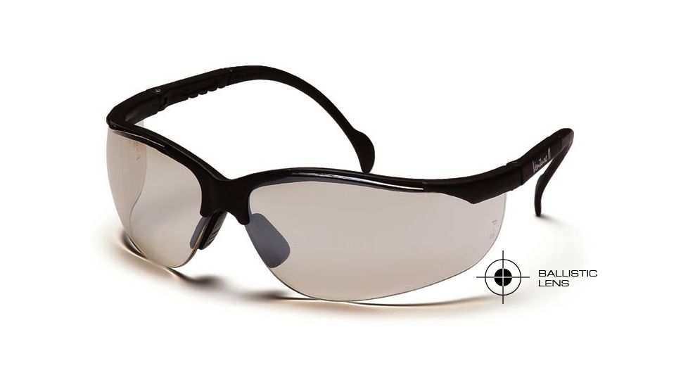 Pyramex Venture II Safety Glasses - Indoor/Outdoor Mirror Lens, Black Frame SB1880SB