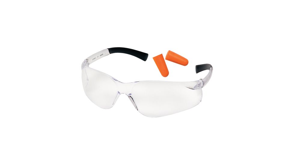 Pyramex Ztek Safety Glasses And DP1000 Ear Plug Combo Clear Lens Clear Frame