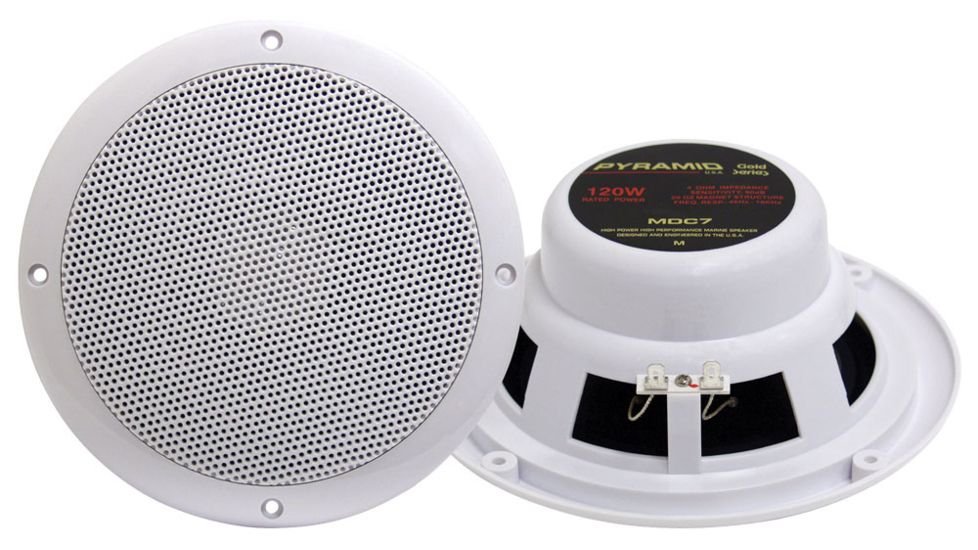 Pyramid Marine Speaker 6.5in Pyramid Dual Cone 120 Watts, White MDC7