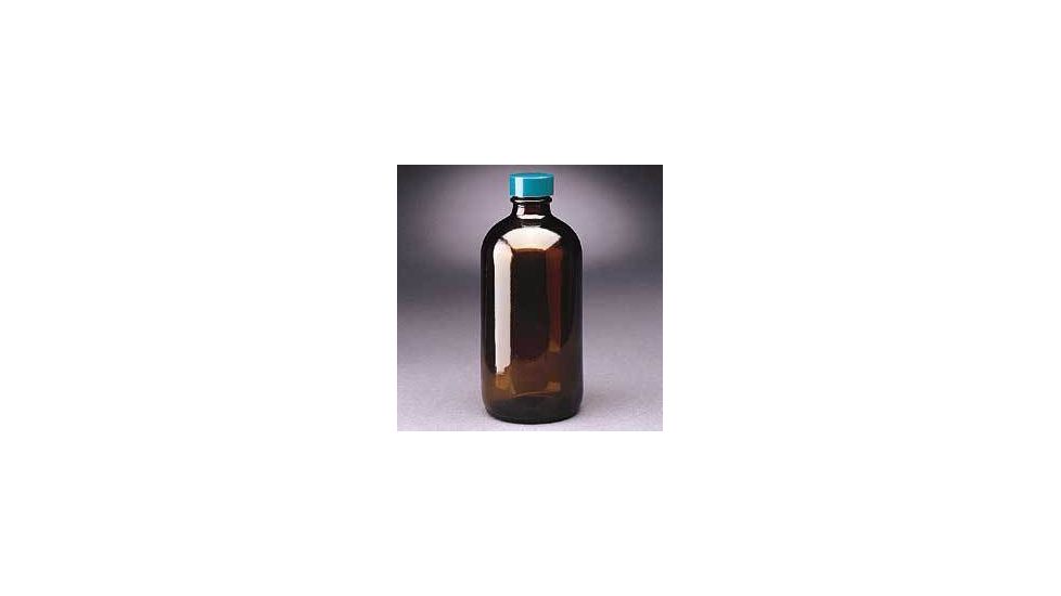 Qorpak Boston Round Bottles, Amber, Narrow Mouth, Qorpak 7723A With Tinfoil-Lined Black Phenolic Cap