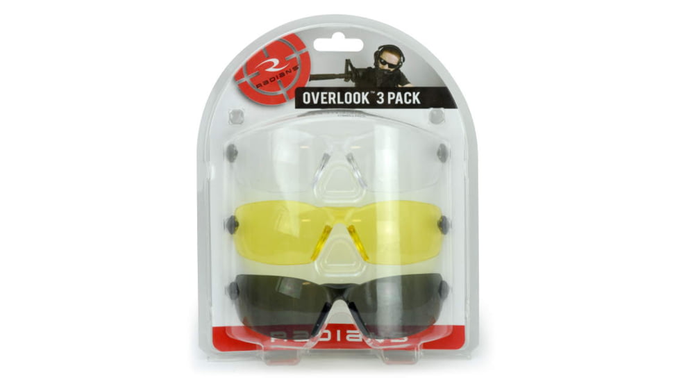 Radians OV3-114CS Overlook Glasses Clear, Smoke Gray, Amber Lens Black, Silver F