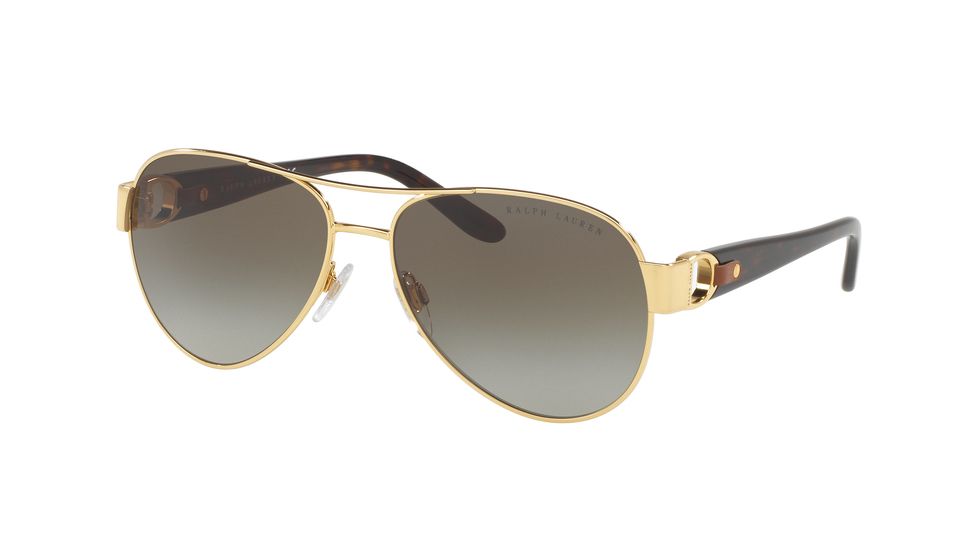Ralph Lauren RL7047Q Sunglasses 90048E-58 - Shiny Gold Frame, Dark Green Gradient Green Lenses