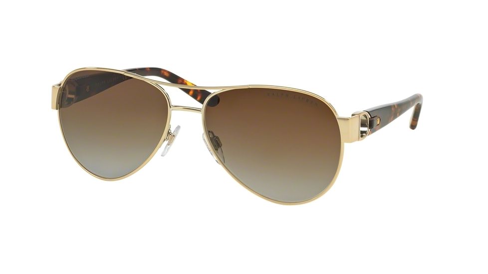 Ralph Lauren RL7047Q Sunglasses 9116T5-58 - Shiny Pale Gold Frame, Gradient Brown Polar Lenses