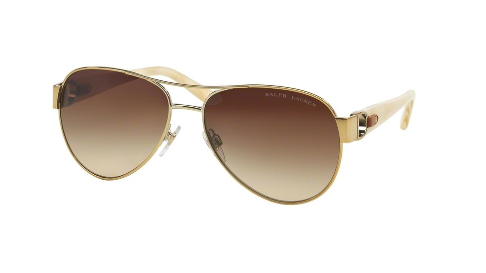 Ralph Lauren RL7047Q Sunglasses 928613-58 - Shiny Pale Gold Frame, Gradient Brown Lenses