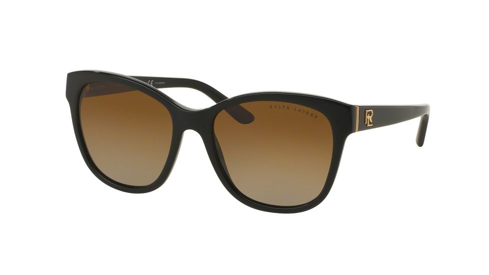 Ralph Lauren RL8143 Sunglasses 5001T5-55 - Shiny Black Frame, Gradient Brown Polar Lenses