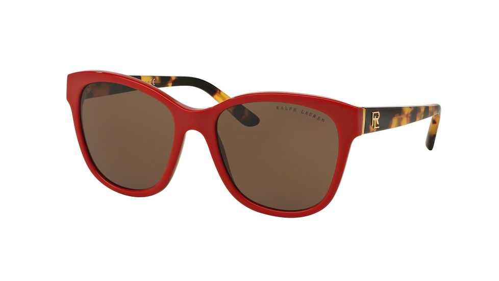 Ralph Lauren RL8143 Sunglasses 559973-55 - Shiny Laque Red Frame, Brown Lenses