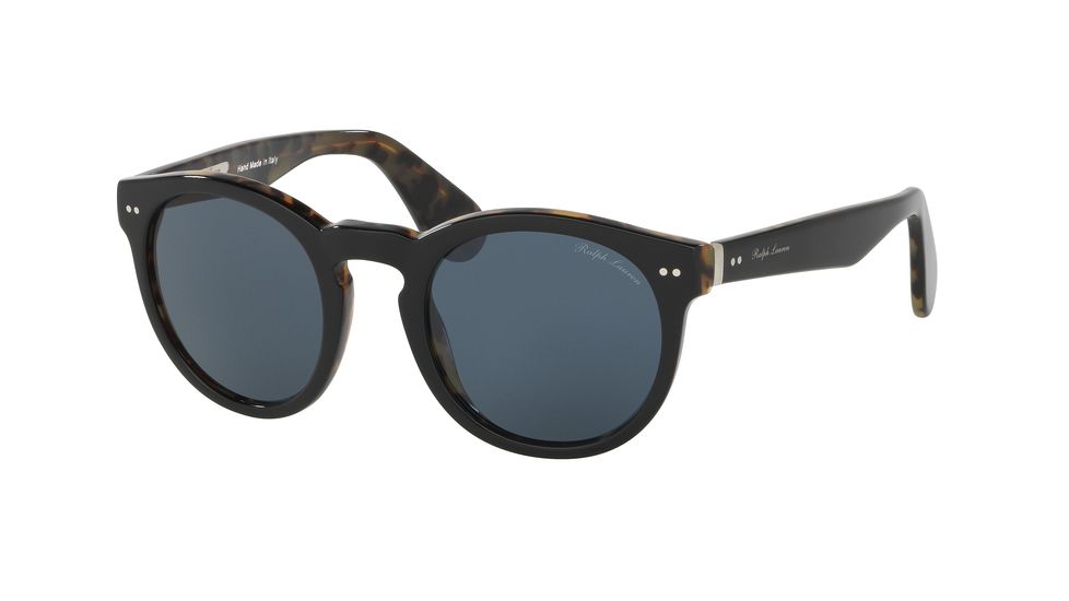 Ralph Lauren RL8146P Sunglasses 5613R5-49 - Black On Spotty Havana Frame, Smoke Lenses