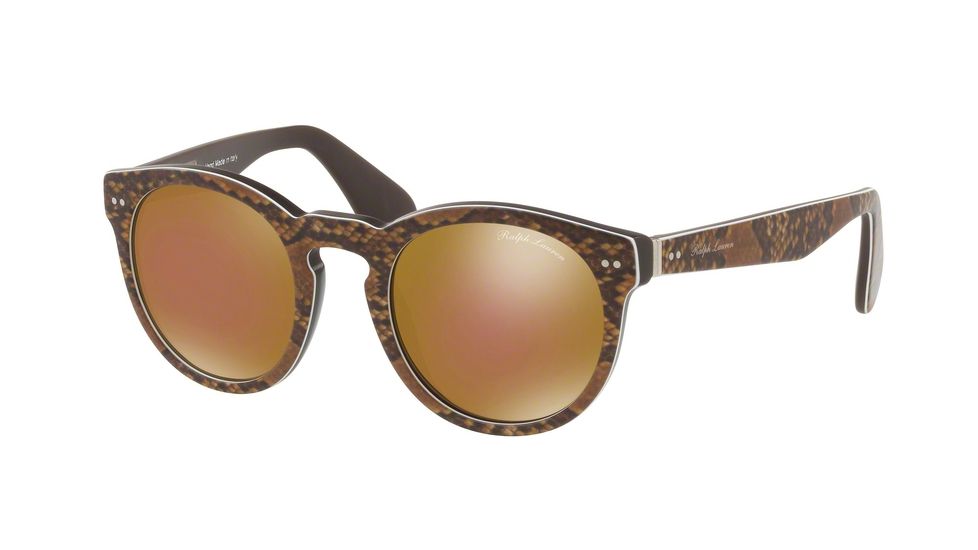 Ralph Lauren RL8146P Sunglasses 5645F9-49 - Top Python On Brown Vintage Frame, Mirror Bronze Lenses