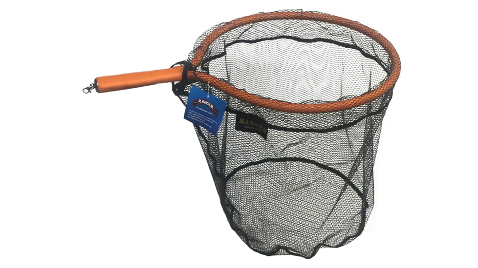 Ranger Floating Kayak Net Orange 8in handle, 18inx18in hoop size 24in net depth, rubber coated hook free treated, WKNO