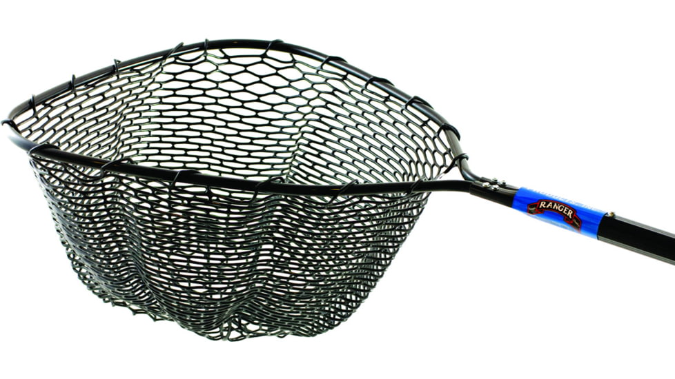 Ranger Landing Net Rubber Netting Tangless 45-65in Handle 22x20 Pear Hoop Sz, 3600
