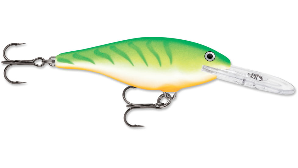 Rapala Shad Rap Crankbait 2 3/4in, 5/16 oz, Floating, Green Tiger UV, SR07GTU