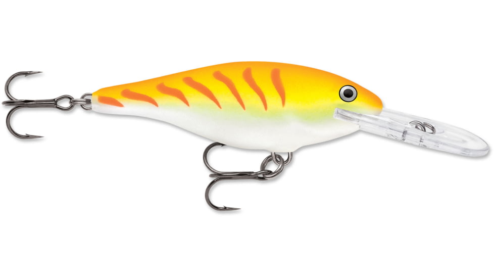 Rapala Shad Rap Crankbait 2 3/4in, 5/16 oz, Floating, Orange Tiger UV, SR07OTU