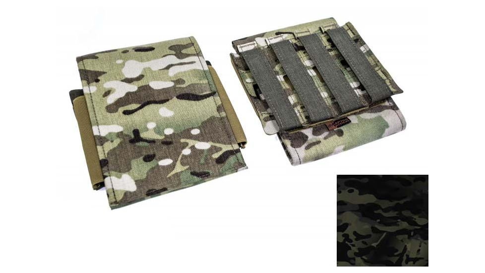 Raptor Tactical Side Plate Pockets, MOLLE/Velcro, 5.5L x 6.5W, MultiCam Black, RT-SPP-MCB-5.5x6
