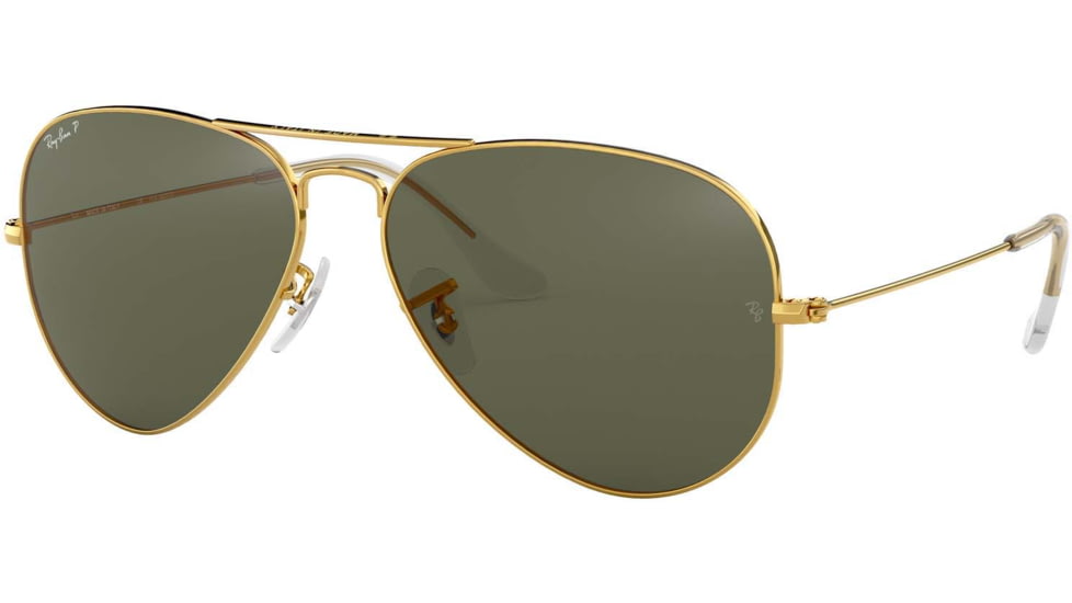 Ray-Ban Aviator Large Metal RB3025 Sunglasses, Arista Frame, Crystal Green Polarized 55 mm Lenses, 001-58-5514