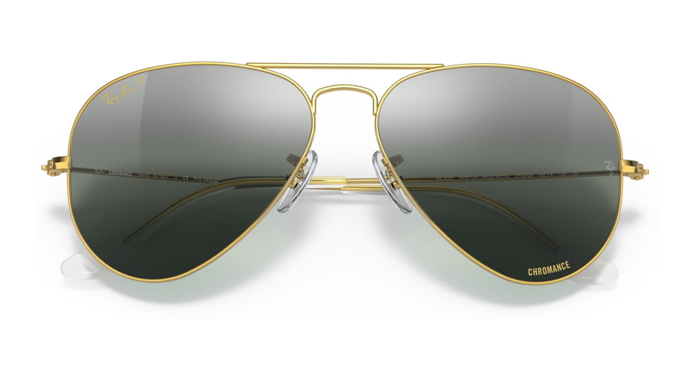 Ray-Ban Aviator Large Metal RB3025 Sunglasses, Legend Gold Frame, Silver/Blue Chromance Lens, Polarized, 55, RB3025-9196G6-55