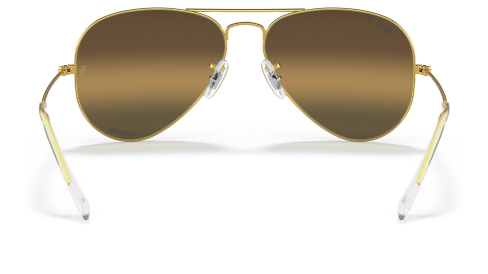 Ray-Ban Aviator Large Metal RB3025 Sunglasses, Legend Gold Frame, Silver/Brown Chromance Lens, Polarized, 55, RB3025-9196G5-55
