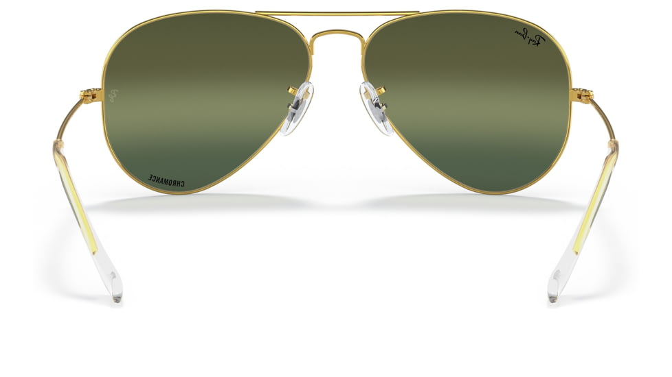 Ray-Ban Aviator Large Metal RB3025 Sunglasses, Legend Gold Frame, Silver/Green Chromance Lens, Polarized, 55, RB3025-9196G4-55