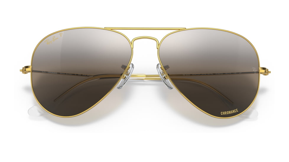 Ray-Ban Aviator Large Metal RB3025 Sunglasses, Legend Gold Frame, Silver/Grey Chromance Lens, Polarized, 55, RB3025-9196G3-55