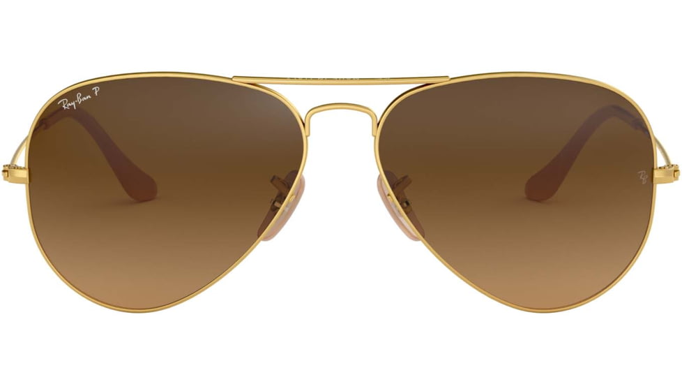 Ray-Ban Aviator Large Metal RB3025 Sunglasses, Matte Gold Frame, Polar Brown Lenses, RB3025 112/M2-55