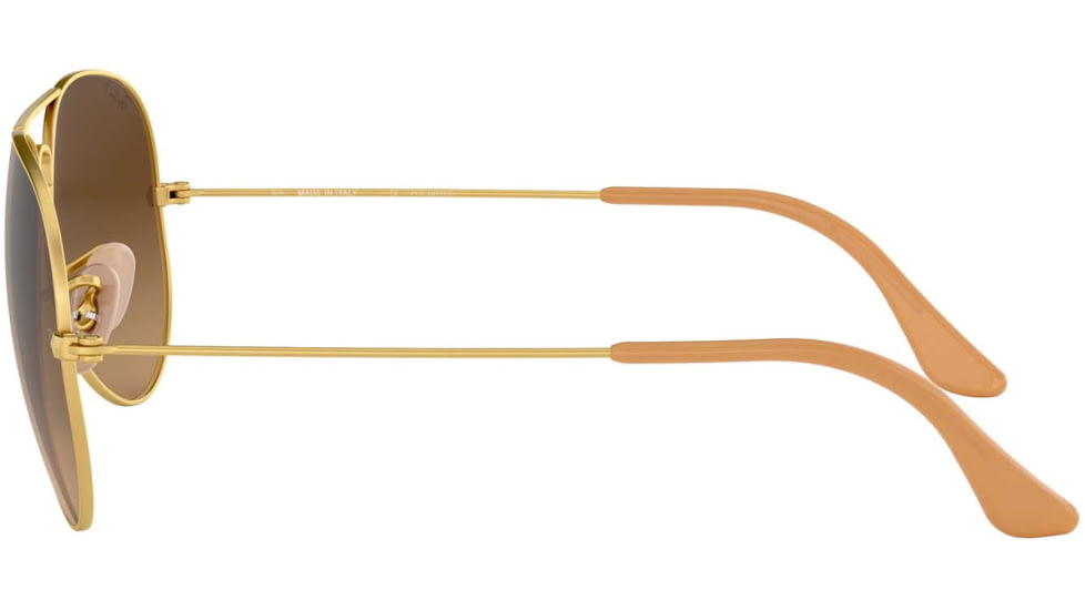 Ray-Ban Aviator Large Metal RB3025 Sunglasses, Matte Gold Frame, Polar Brown Lenses, RB3025 112/M2-55