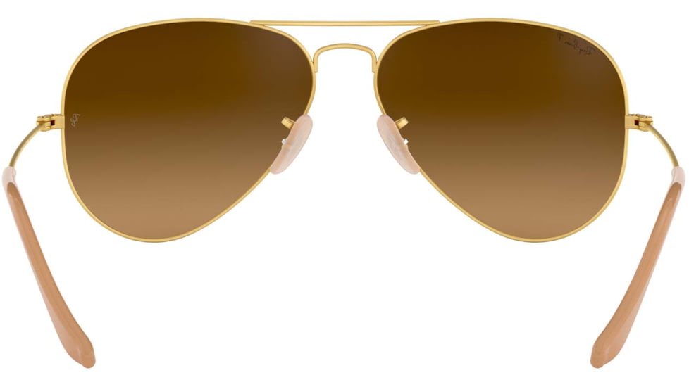 Ray-Ban Aviator Large Metal RB3025 Sunglasses, Matte Gold Frame, Polar Brown Lenses, RB3025 112/M2-55