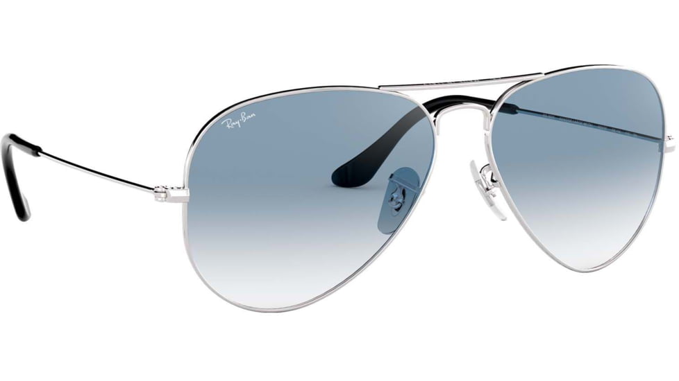 Ray-Ban Aviator Large Metal RB3025 Sunglasses, Silver Crystal Gradient Light Blue, RB3025 003/3F-5514