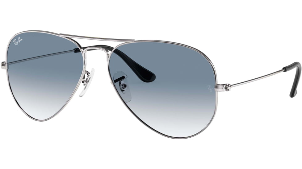 Ray-Ban Aviator Large Metal RB3025 Sunglasses, Silver Crystal Gradient Light Blue, RB3025 003/3F-5514