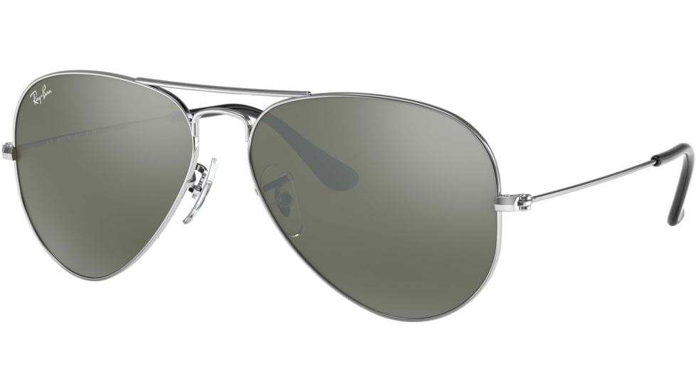 Ray-Ban Aviator Large Metal RB3025 Sunglasses, Silver Frame, Crystal Gray Mirror 55 mm Lenses, W3275-5514