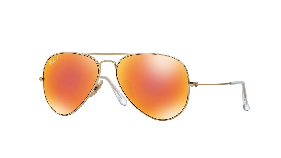 Ray-Ban Aviator Large Metal Sunglasses RB3025 112/4D-55 - Matte Gold Frame, Brown Mirror Red Polar Lenses