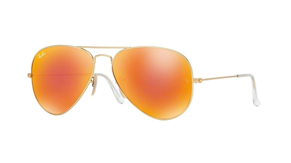 Ray-Ban Aviator Large Metal Sunglasses RB3025 112/69-5514 - Matte Gold Frame, Crystal Brown/Orange Mirror Lenses