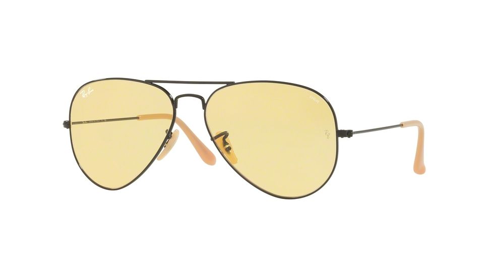 Ray-Ban Aviator Large Metal Sunglasses RB3025 90664A-55 - Matte Black Frame, Photo Yellow Lenses