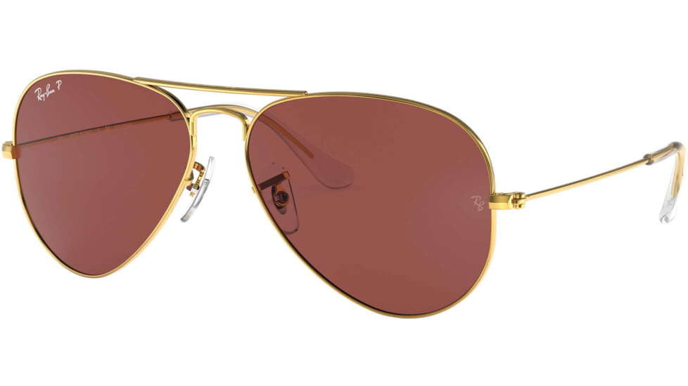 Ray-Ban Aviator Large Metal RB3025 Sunglasses, Legend Gold, Purple, 55, RB3025-9196AF-55