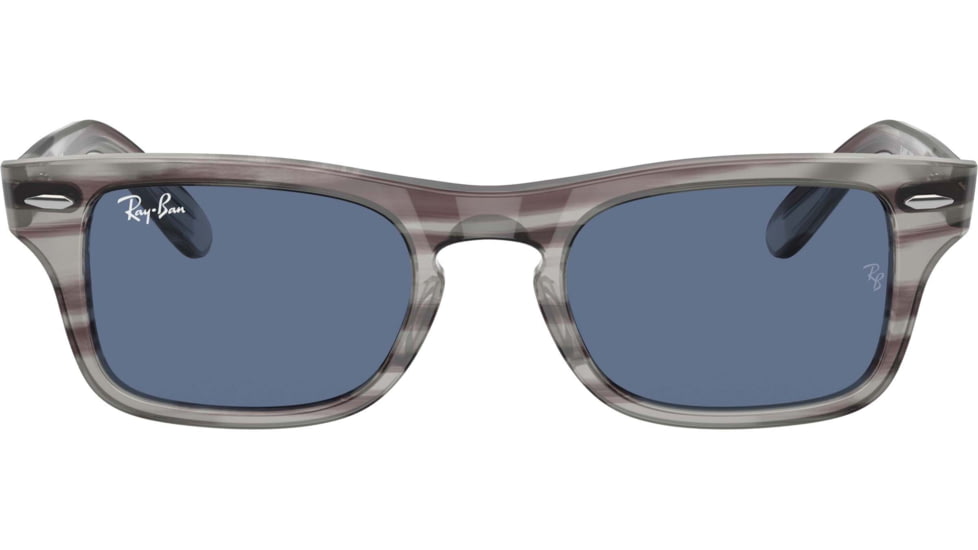 Ray-Ban Burbank JR RJ9083S Sunglasses, Dark Blue Lenses, Striped Gray, 43, RJ9083S-707480-43