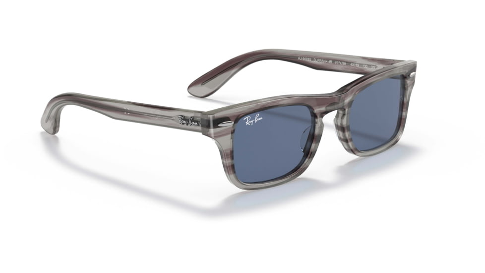 Ray-Ban Burbank JR RJ9083S Sunglasses, Dark Blue Lenses, Striped Gray, 43, RJ9083S-707480-43